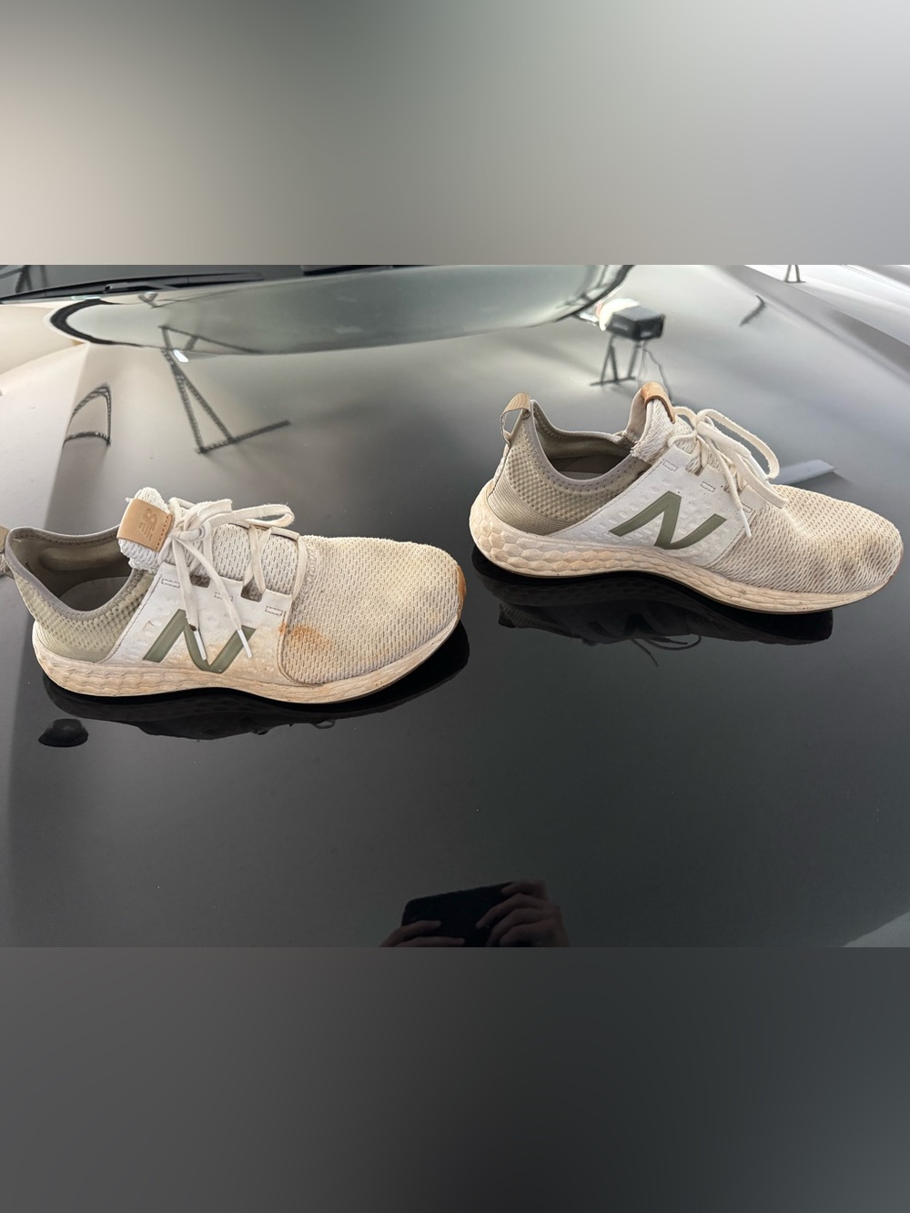 New Balance Beige and Olive Lightweight Running Shoes